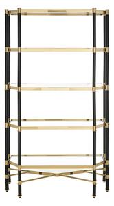 Allessa Clear Glass Shelving Unit With Black And Gold Frame