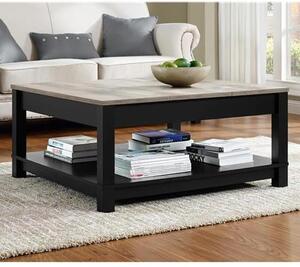 Cameron Wooden Coffee Table In Black And Oak