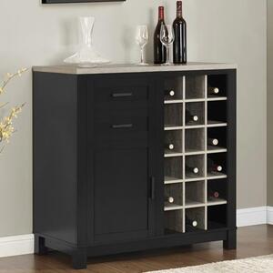 Cameron Wooden Bar Cabinet In Black And Oak