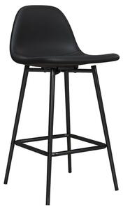 Calving Faux Leather Bar Chair With Black Metal Legs In Black