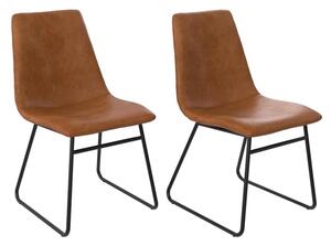 Berlin Caramel Maple PU Leather Dining Chairs In Pair