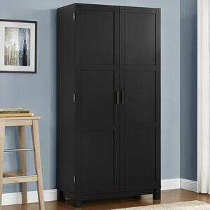 Cameron Wooden Storage Cabinet In Black And Oak