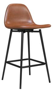 Calving Faux Leather Bar Chair With Black Metal Legs In Camel