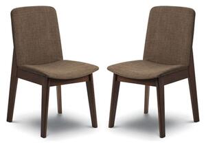 Kaiha Walnut Fabric Dining Chair In Pair