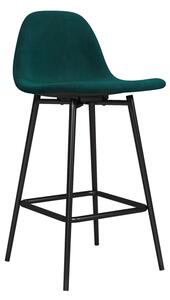 Calving Velvet Bar Chair With Black Metal Legs In Green