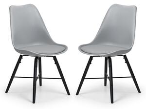 Kaili Dining Chair With Grey Seat And Black Legs In Pair