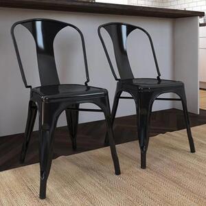 Frisco Black Metal Bistro Dining Chairs In Pair