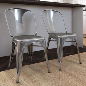 Frisco Gunmetal Grey Metal Bistro Dining Chairs In Pair