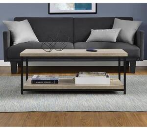 Ellicott Wooden Coffee Table With Undershelf In Grey Oak