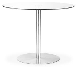 Mabyn Round Glass Dining Table With Chrome Pedestal