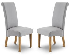 Ramos Shale Grey Linen Fabric Dining Chair In Pair