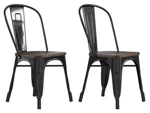 Findlay Wooden Dining Chairs With Metal Frame In Pair