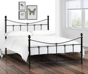 Ranae Metal King Size Bed In Satin Black And Antique Gold