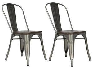 Findlay Wooden Dining Chairs With Gun Metal Frame In Pair