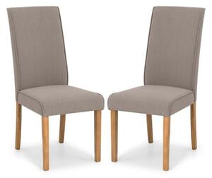 Sabella Taupe Linen Fabric Dining Chair In Pair