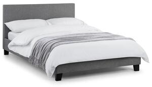 Rafiya Linen Fabric Lift-Up Storage King Size Bed In Light Grey