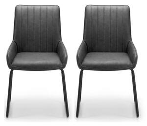 Sakaye Black Faux Leather Dining Chair In Pair