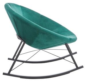 Artos Velvet Rocking Chair With Black Metal Legs In Green