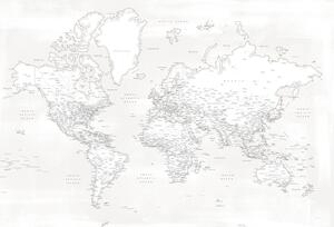 Map Almost white detailed world map, Blursbyai