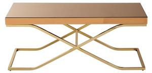 Kensick Rectangular Mirrored Glass Coffee Table With Gold Frame