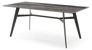 Cebalrai Glass Dining Table In Blue Mist With Black Metal Legs