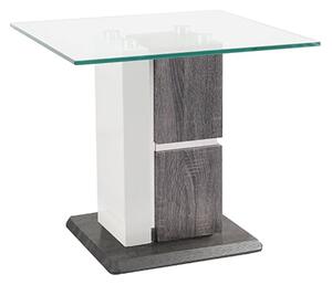 Panama Glass End Table With Dark Grey Wooden Base