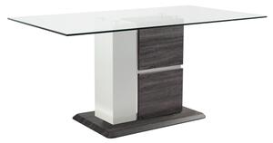 Panama Glass Dining Table With Dark Grey Wooden Base