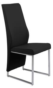 Crystal PU Dining Chair In Black With Chrome Legs