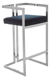 Azaltro Black Velvet Bar Stool With Silver Steel Frame