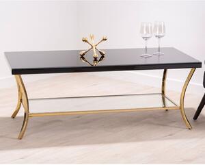 Kensick Black Mirrored Glass Coffee Table With Gold Frame