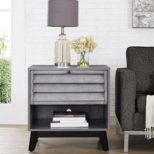 Vega Wooden Side Table With 1 Flip Door In Dark Grey