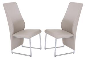 Crystal Champagne PU Dining Chairs With Chrome Legs In Pair