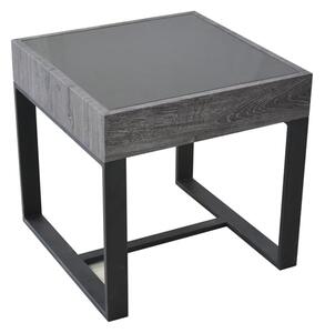 Ellis Glass End Table With Natural Black Legs