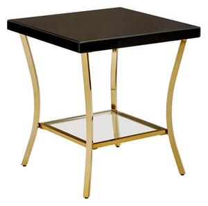 Kensick High Gloss Side Table With Gold Frame In Black