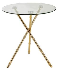 Kensick Round Clear Glass Side Table With Gold Knop Legs