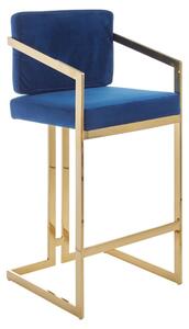 Azaltro Blue Velvet Bar Chair With Gold Steel Frame