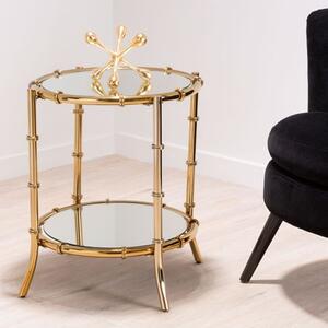 Kensick Round Mirrored Glass Side Table With Gold Frame