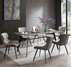 Cebalrai Glass Dining Set In Blue Mist With 6 Ancha Chairs