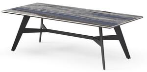 Cebalrai Glass Coffee Table In Blue Mist With Black Metal Legs