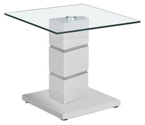 Vigo Glass End Table With Polished Stainless Steel Base