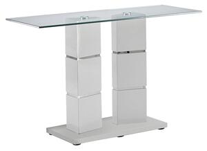 Vigo Glass Console Table With Polished Stainless Steel Base