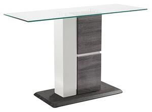 Panama Glass Console Table With Dark Grey Wooden Base