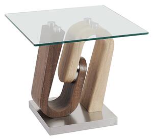 Atlas Glass End Table With Wooden And Steel Base