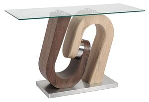 Atlas Glass Console Table With Wooden And Steel Base