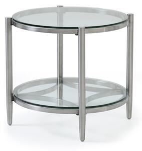 Stanmore Glass Lamp Table With Brushed Stainless Steel Frame