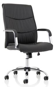 Carter Leather Luxury Office Chair In Black With Arms