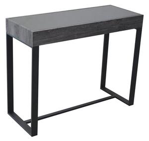 Ellis Glass Console Table With Natural Black Legs