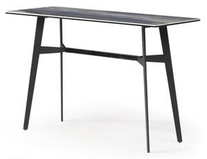 Cebalrai Glass Console Table In Blue Mist With Black Metal Legs