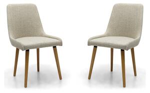 Chioa Natural Fabric Dining Chairs With Oak Legs In Pair