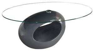 Darva Clear Fibre Glass Coffee Table With Grey High Gloss Base